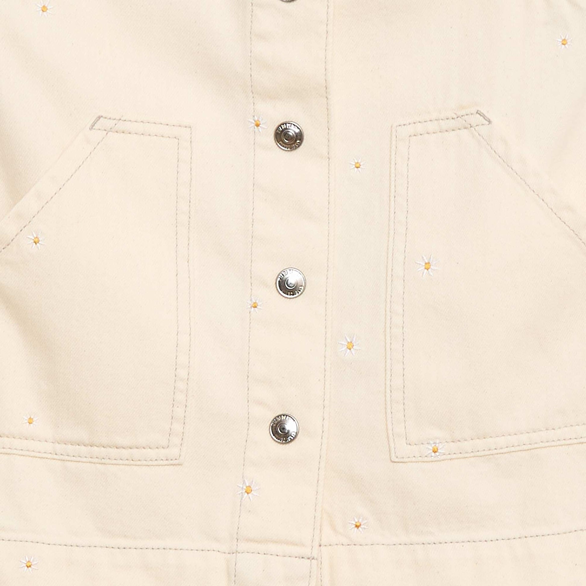 Embroidered Floral Short Overalls BEIGE