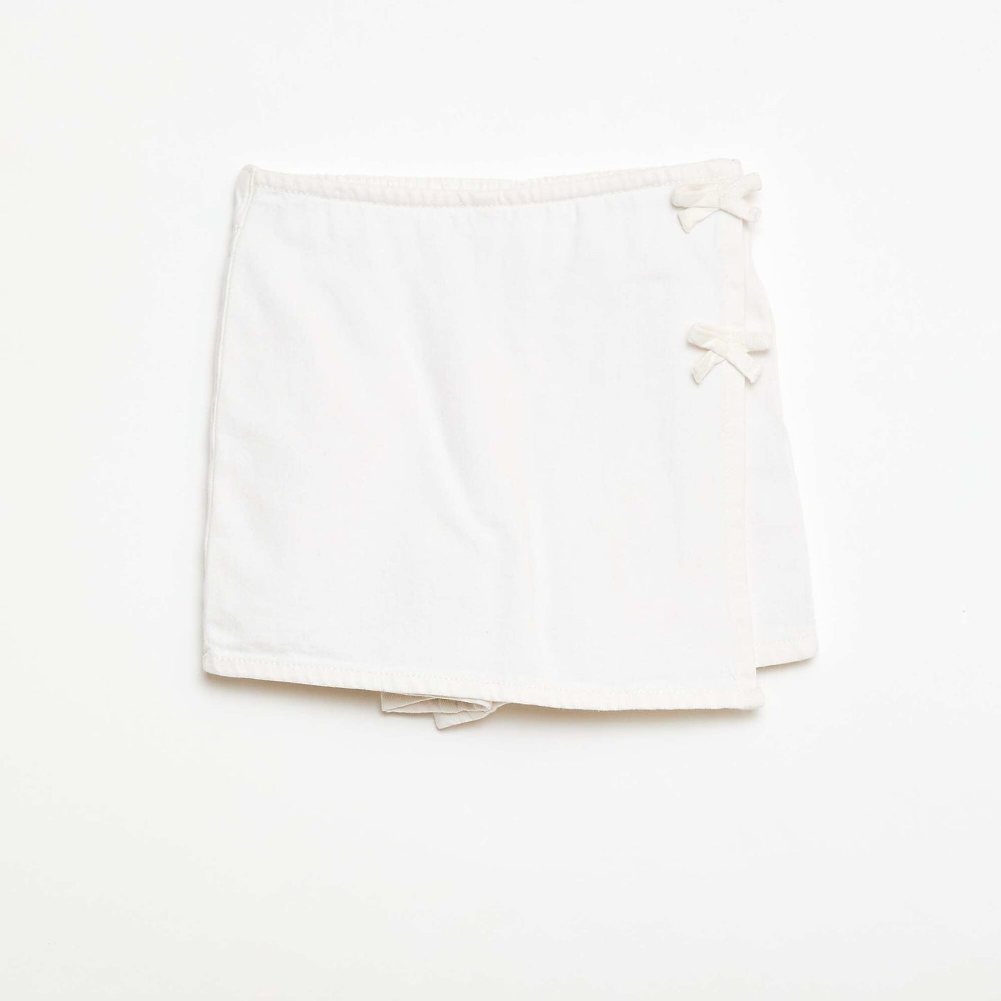 Denim Mini Skort with Tie Details WHITE