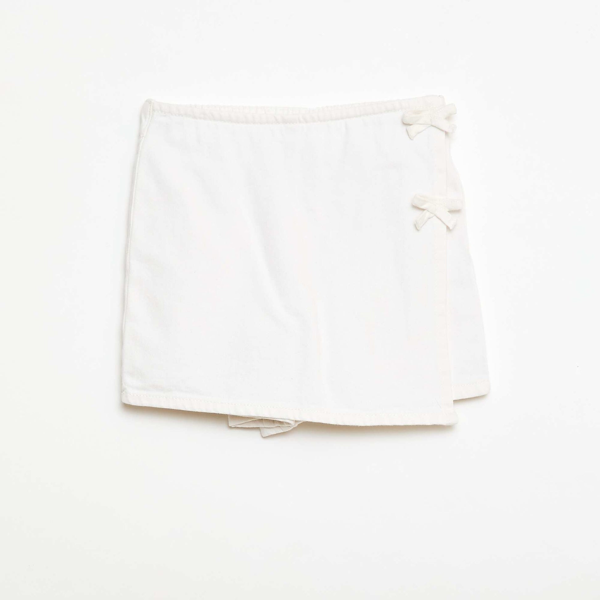 Denim Mini Skort with Tie Details WHITE