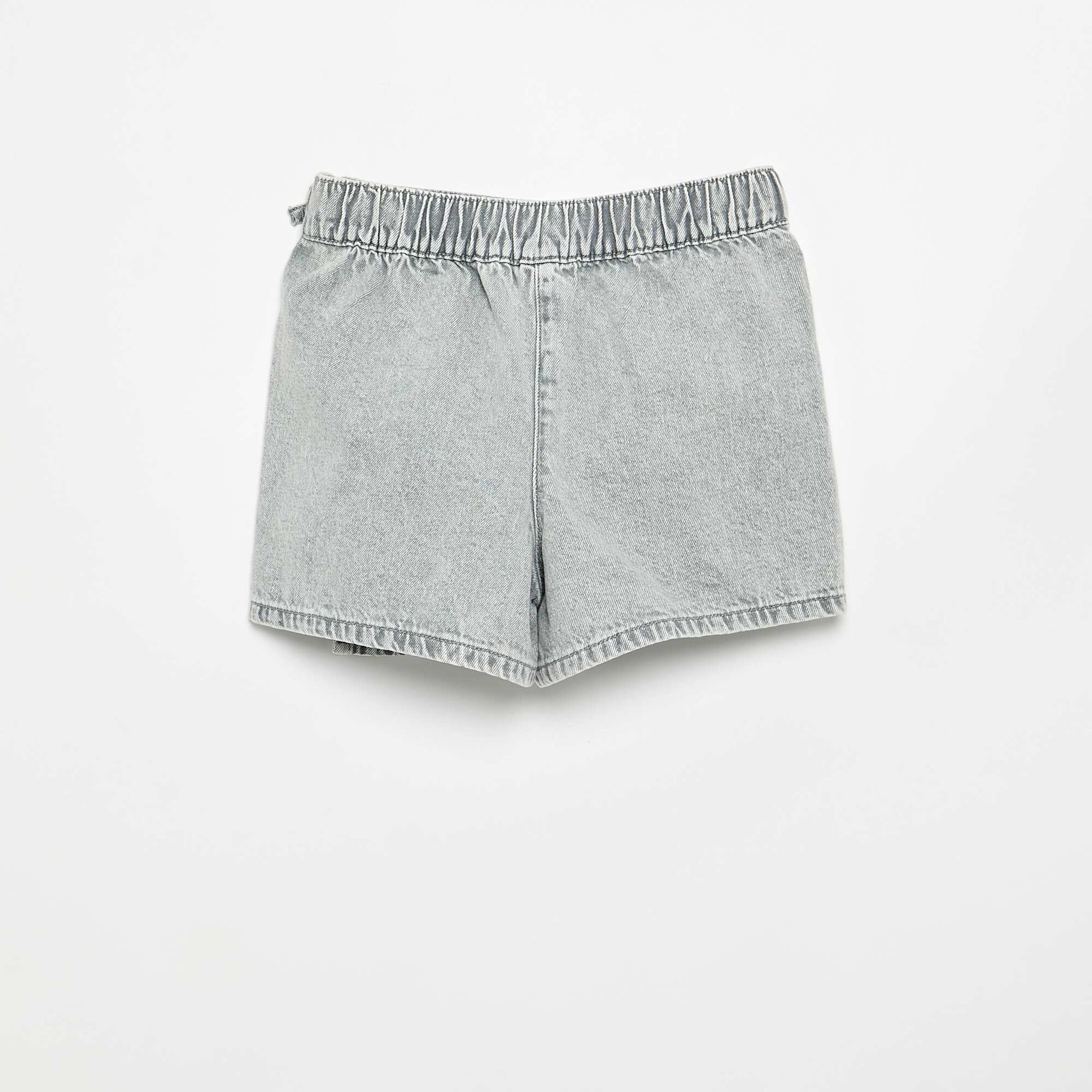 Denim Mini Skort with Tie Details GREY