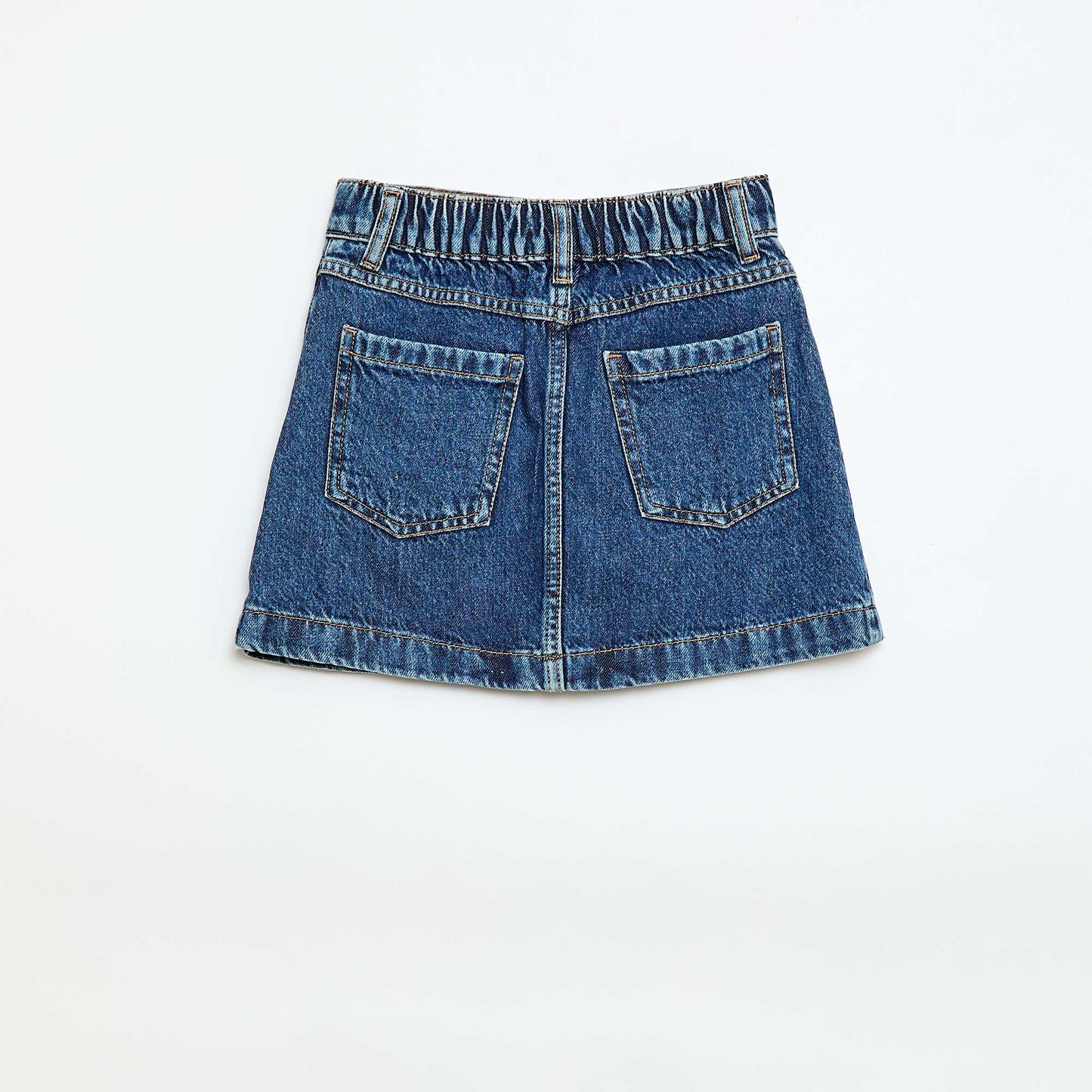 Button-Front Denim Skirt BLUE