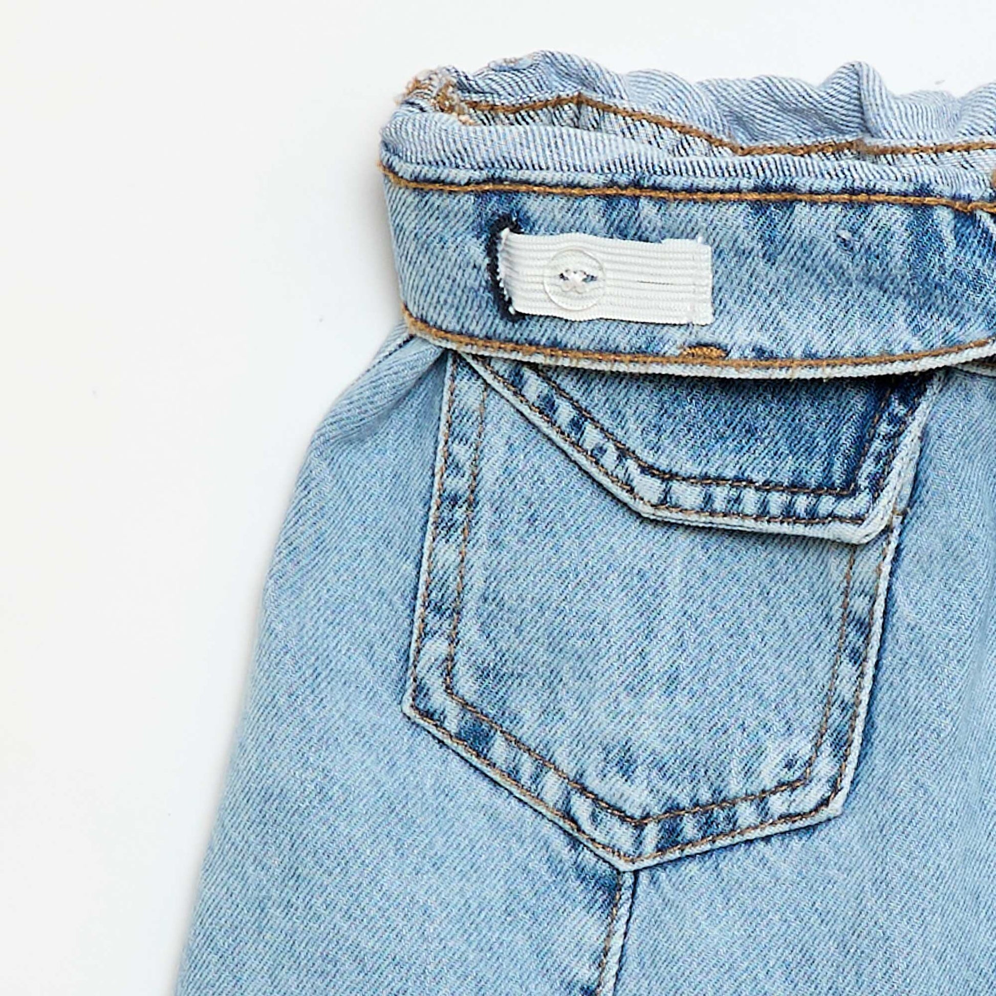 Button-Front Denim Skirt BLUE