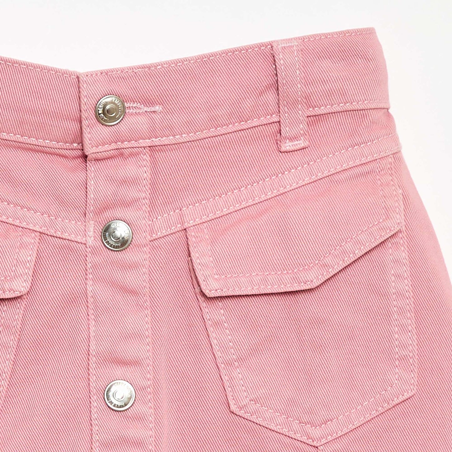 Button-Front Denim Skirt PINK