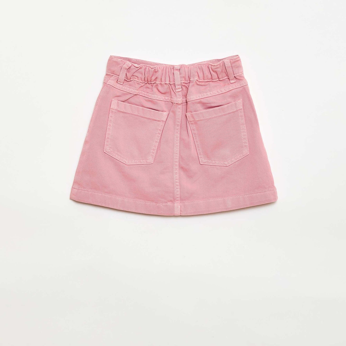 Button-Front Denim Skirt PINK