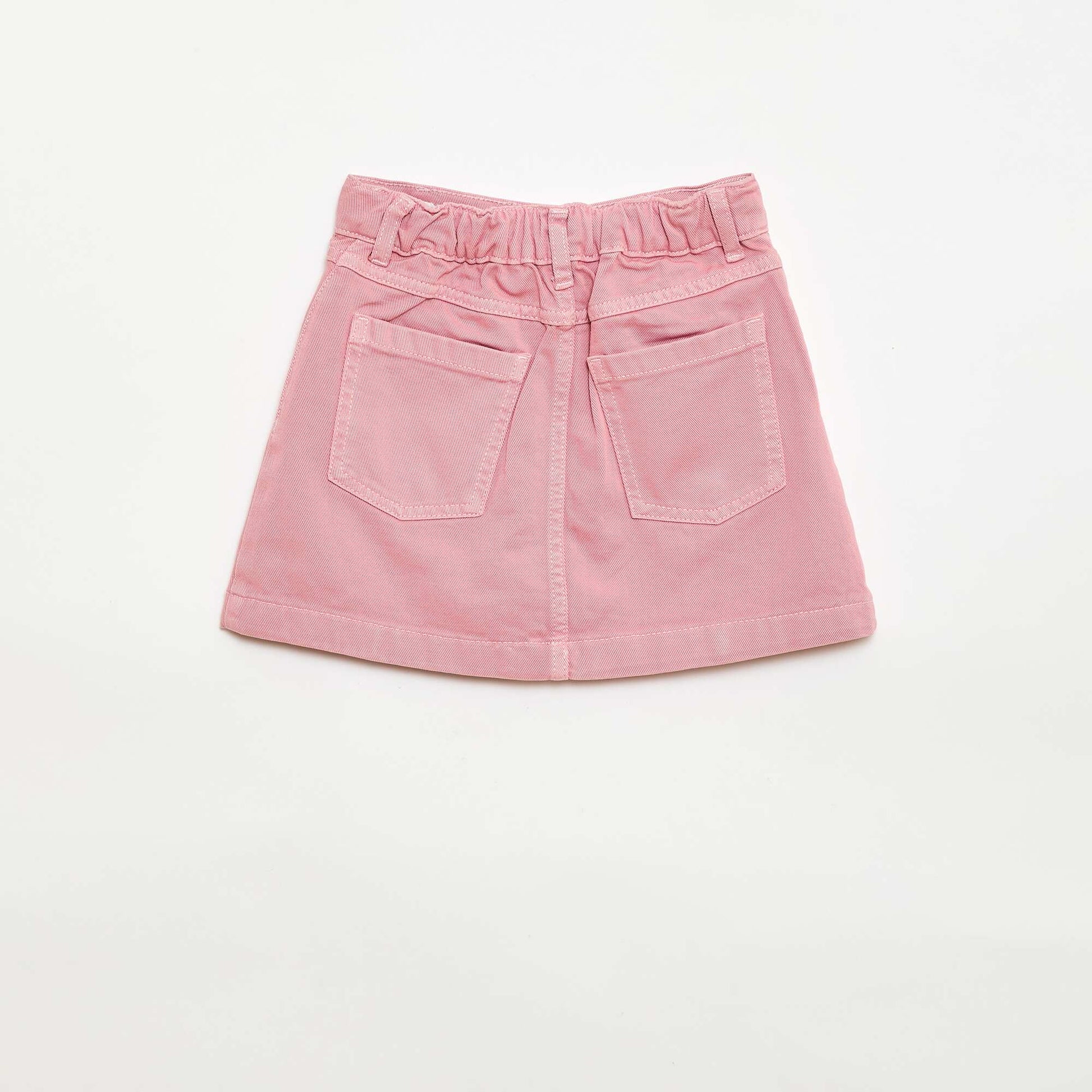 Button-Front Denim Skirt PINK