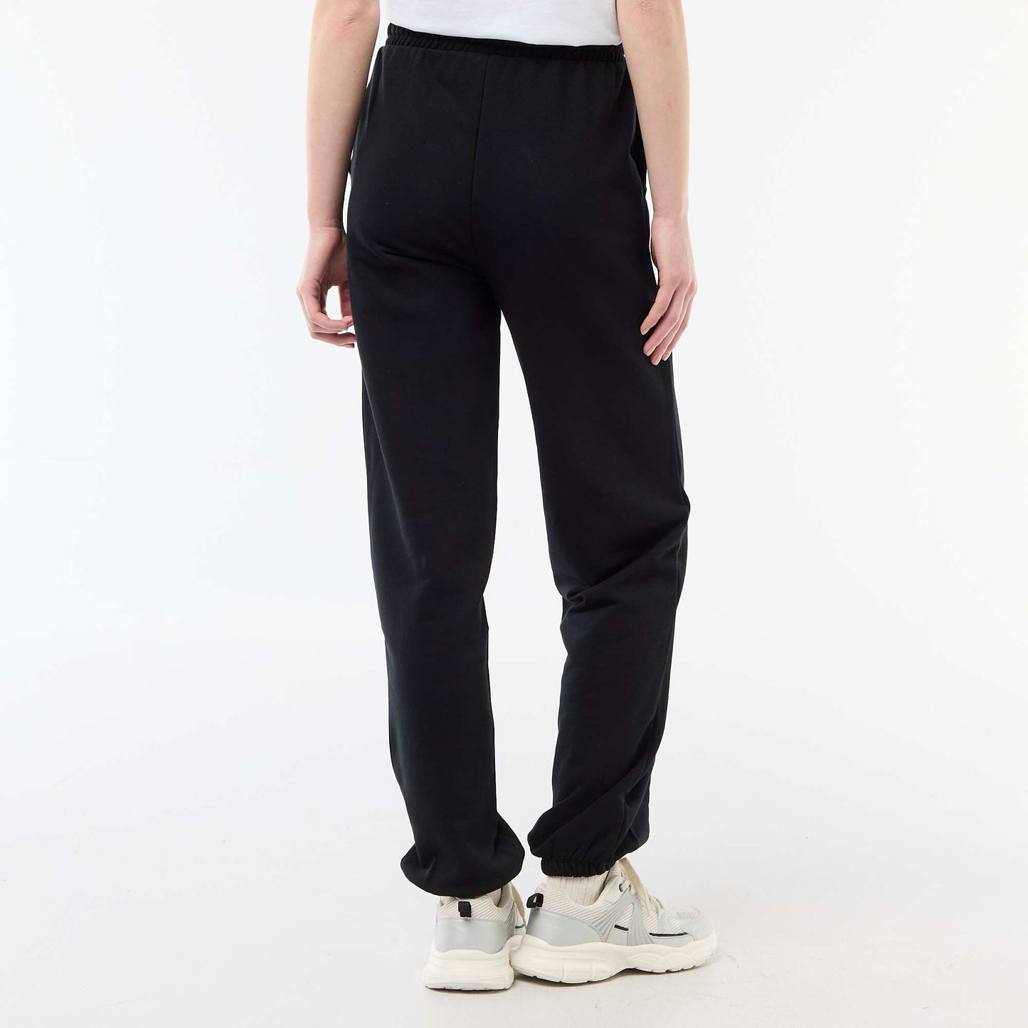 Solid Cotton Barrel Leg Joggers BLACK
