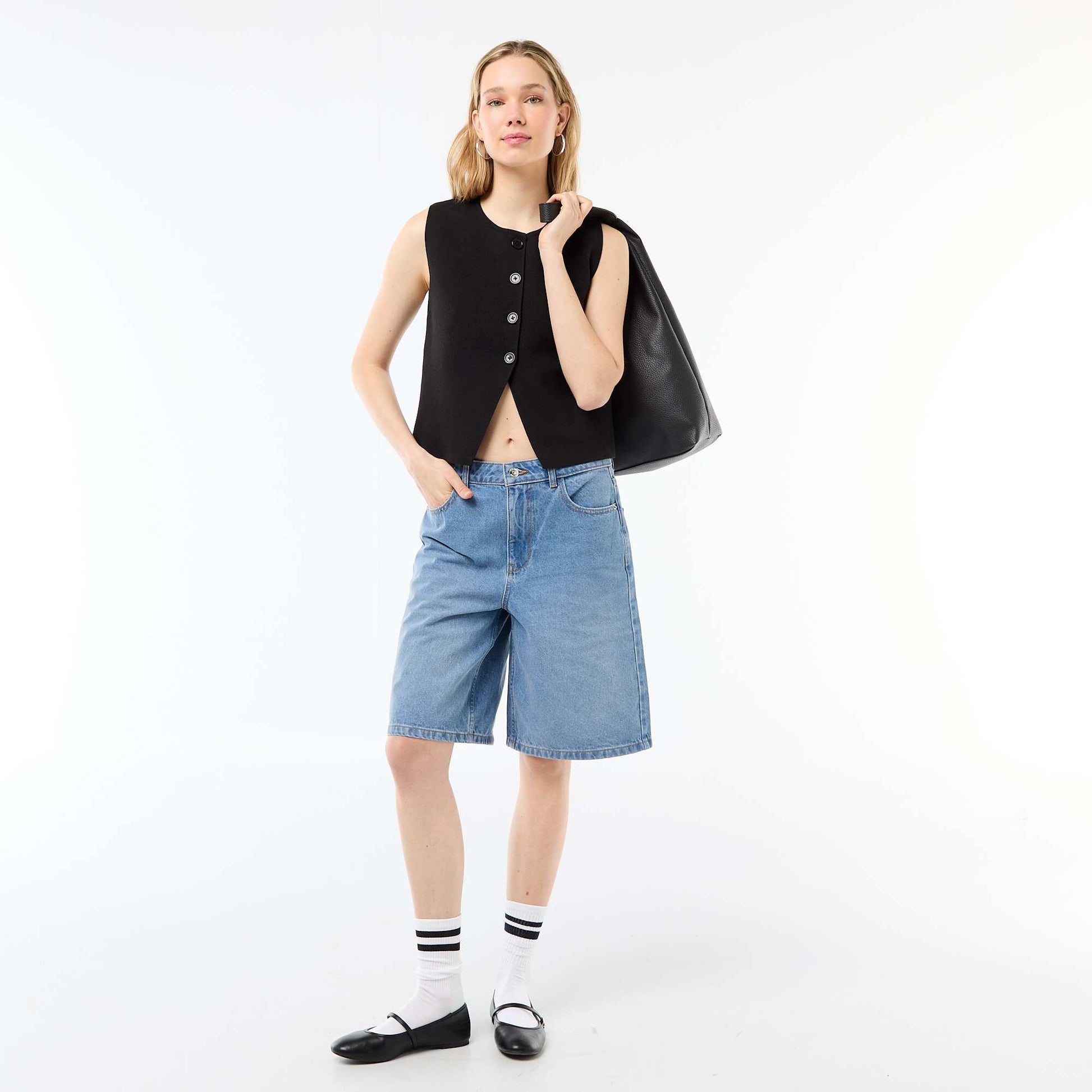 Sleeveless Round Neck Vest BLACK