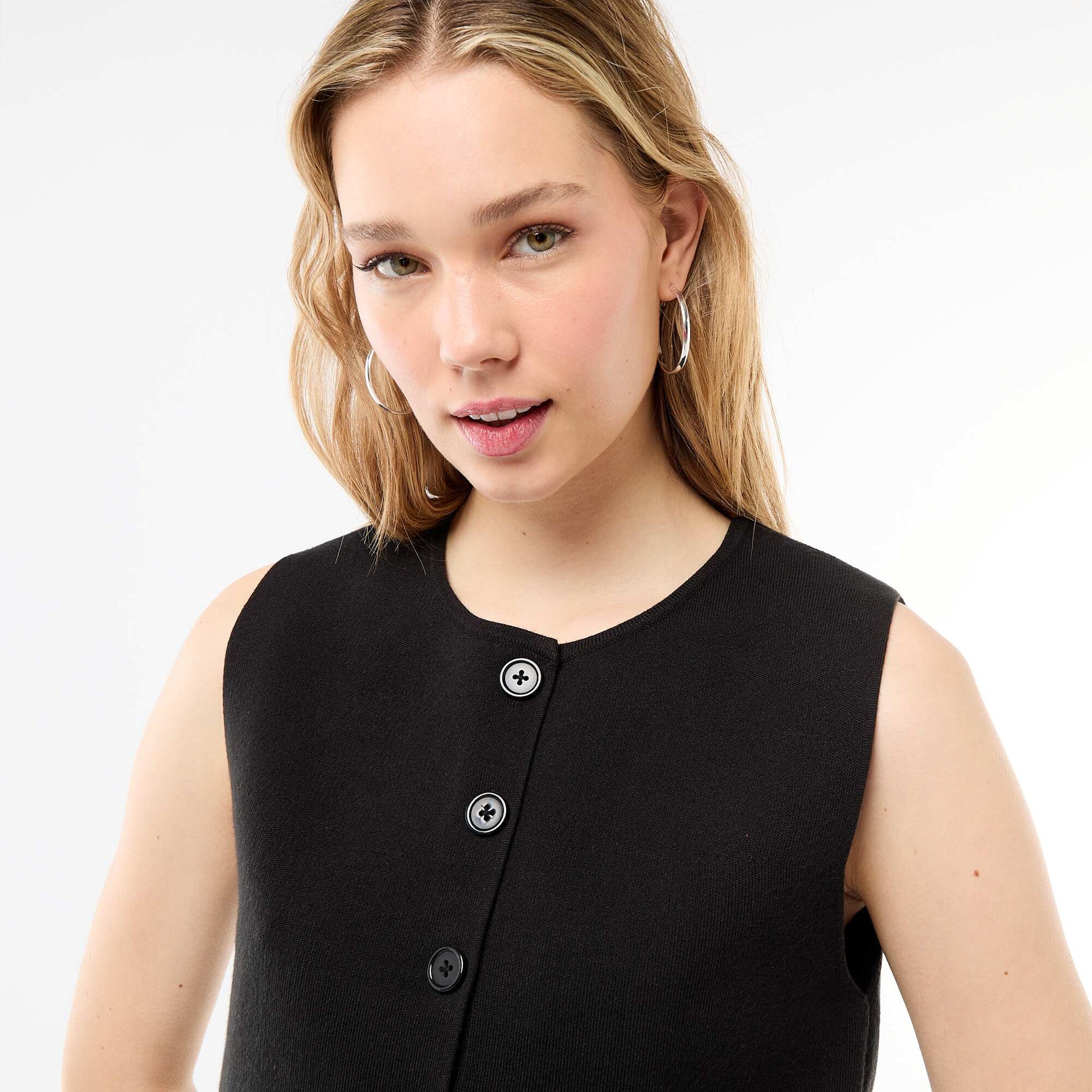 Sleeveless Round Neck Vest BLACK