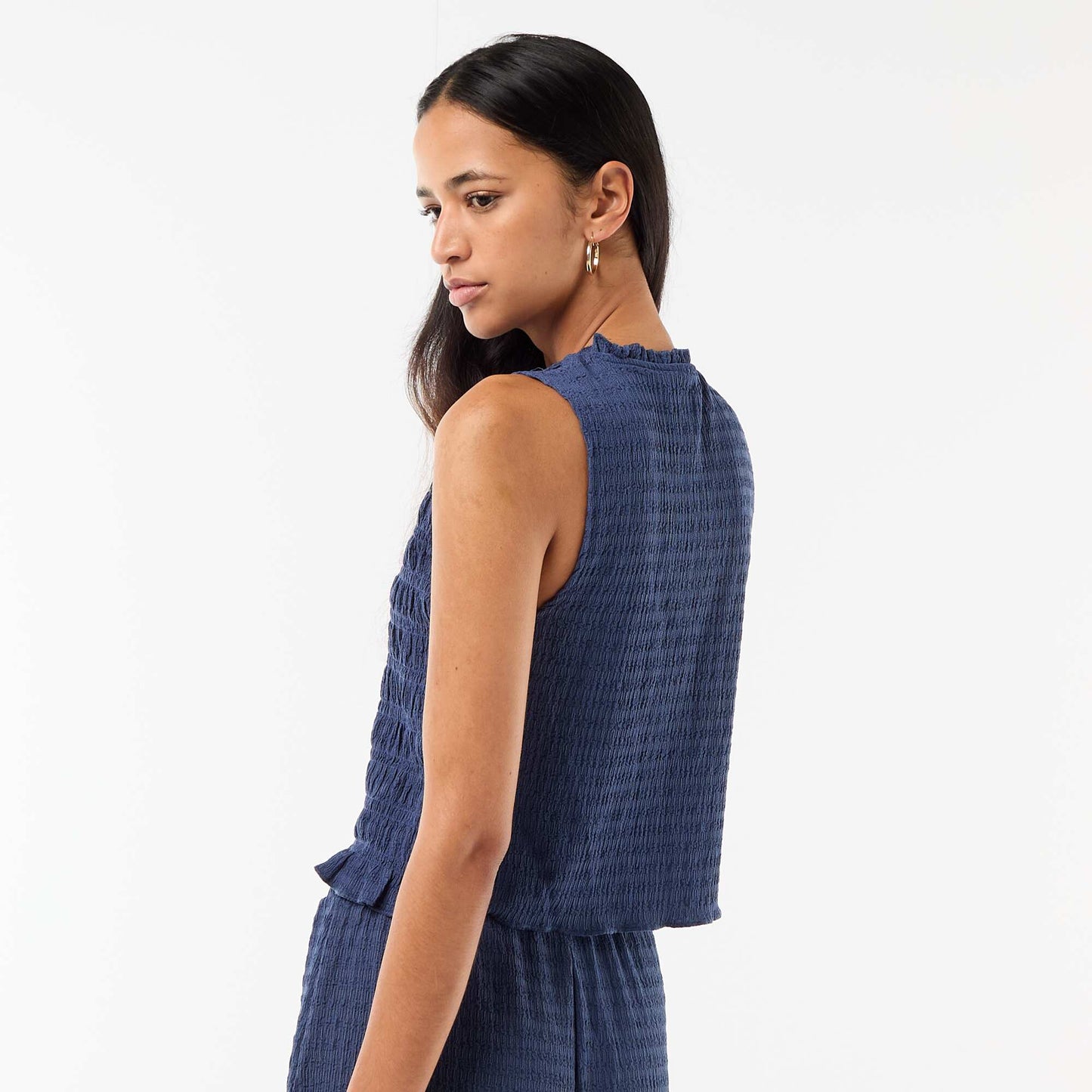 Sleeveless Smocked Top BLUE