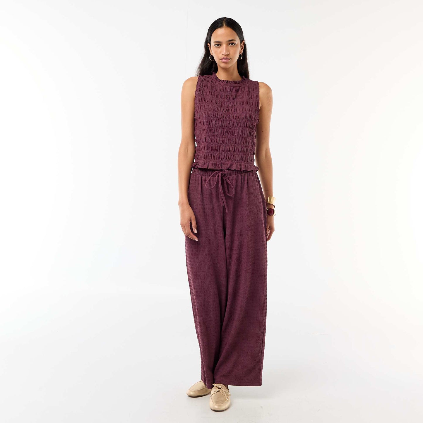 Sleeveless Smocked Top PURPLE