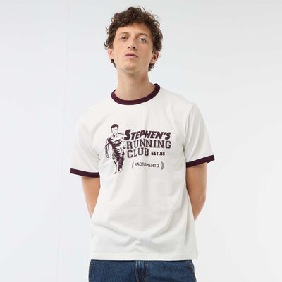 Printed T-shirt with Contrasting Trim WHITE