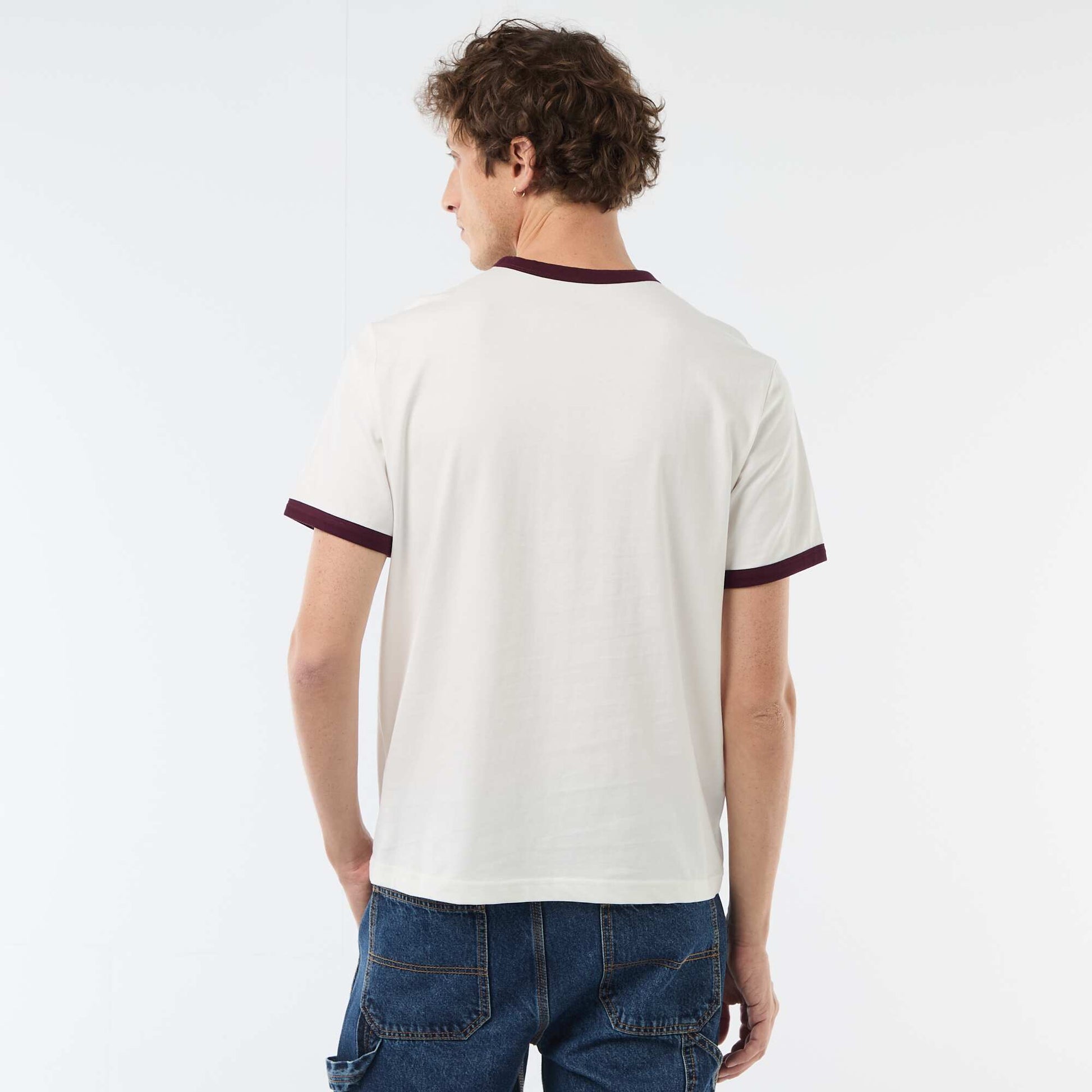 Printed T-shirt with Contrasting Trim WHITE