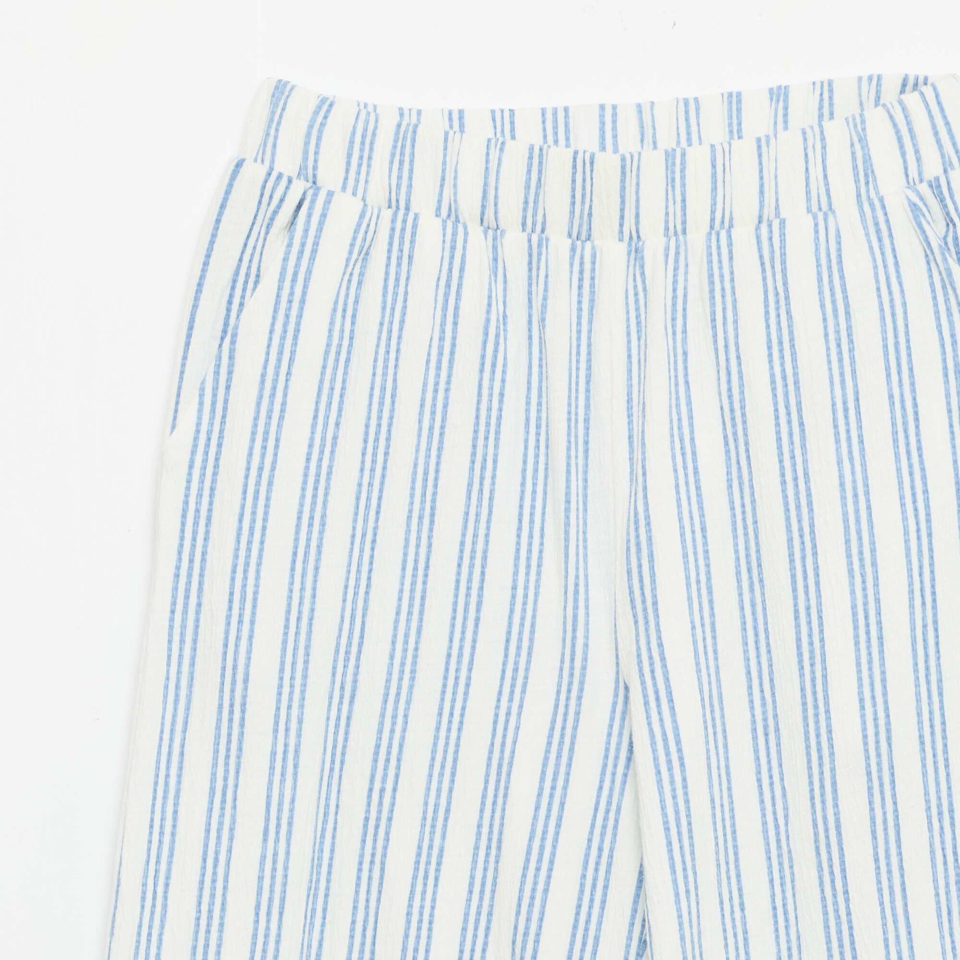 Wide Crêpe Knit Trousers WHITE