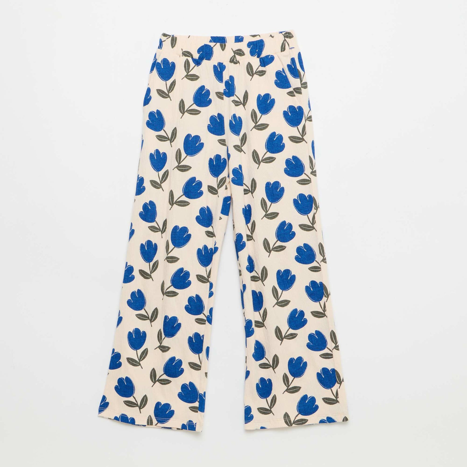 Wide Crêpe Knit Trousers BEIGE