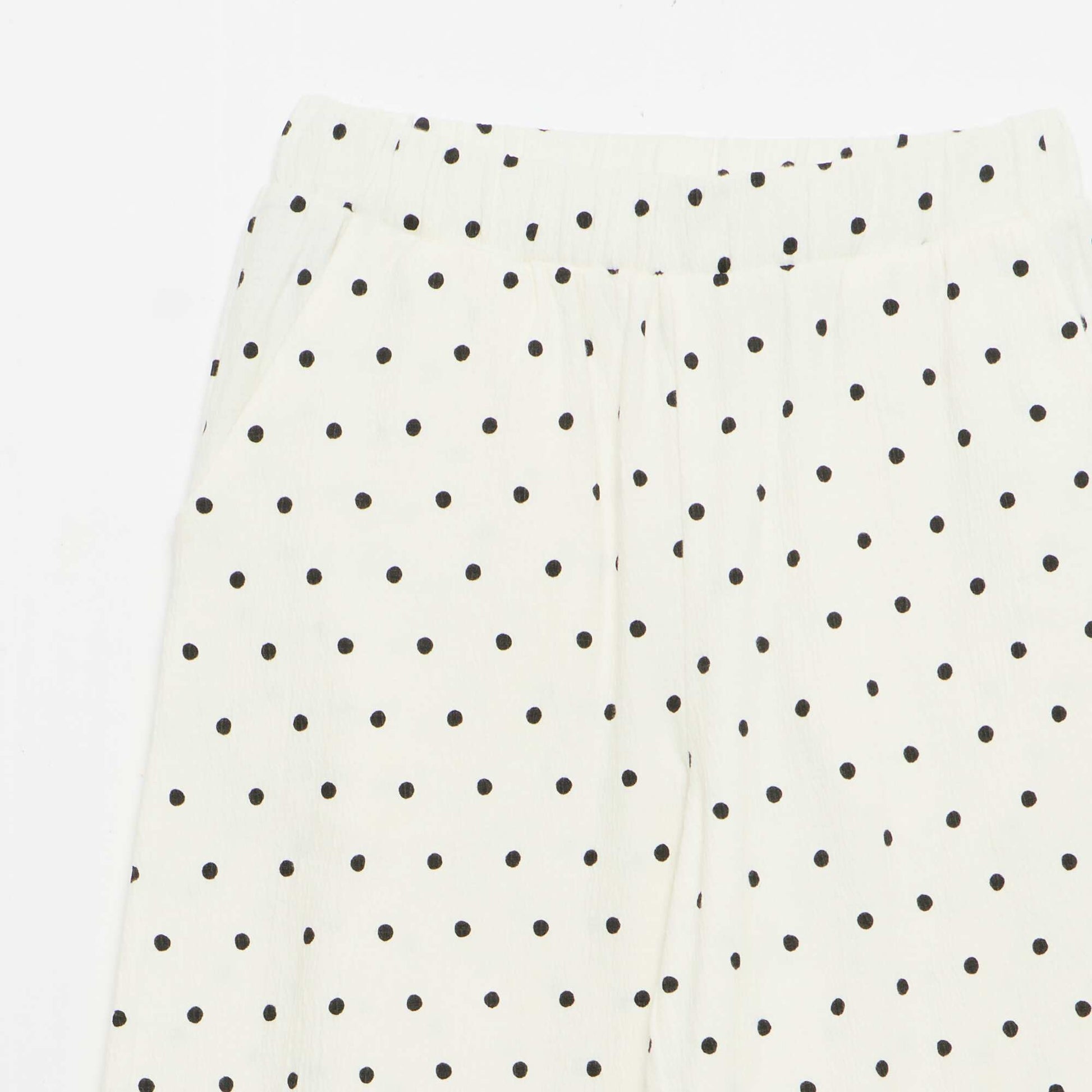Wide Crêpe Knit Trousers WHITE