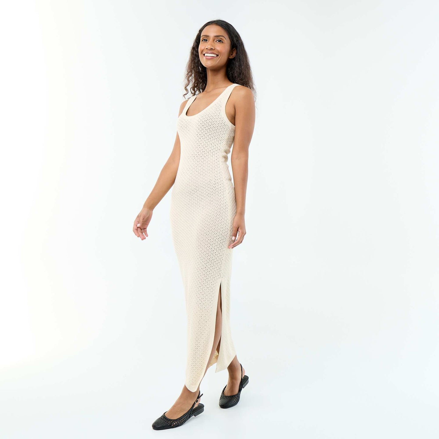 Crochet Knit Beach Maxi Dress BEIGE