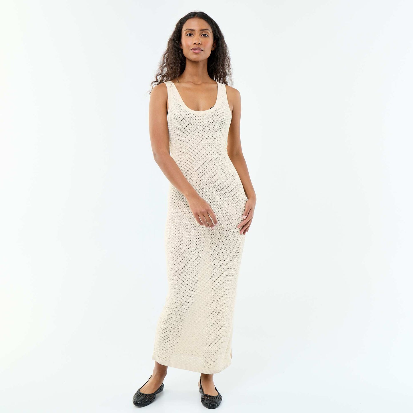 Crochet Knit Beach Maxi Dress BEIGE