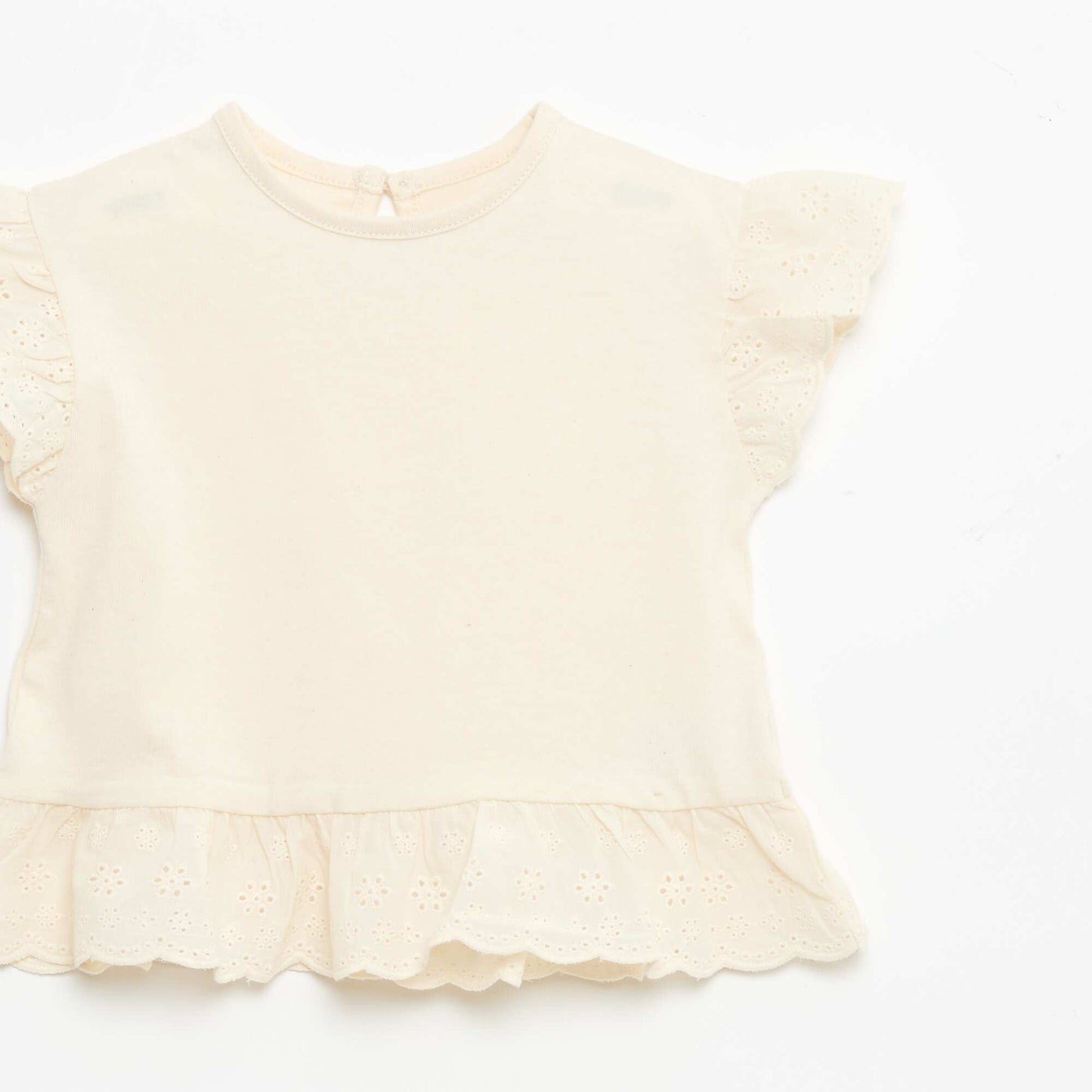 Eyelet Embroidery Jersey T-Shirt WHITE