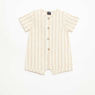 Cotton and Linen Blend Short Jumpsuit BEIGE