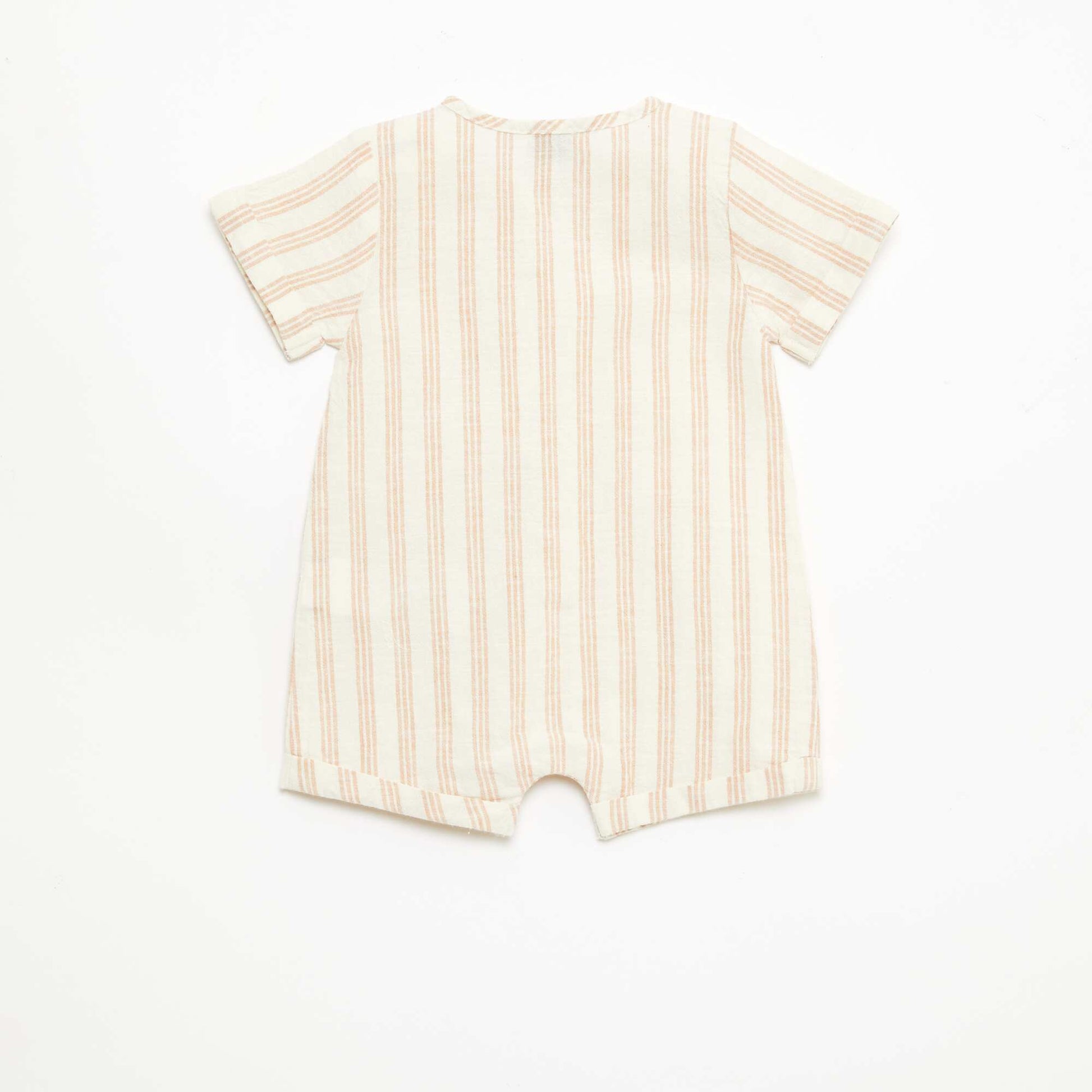 Cotton and Linen Blend Short Jumpsuit BEIGE