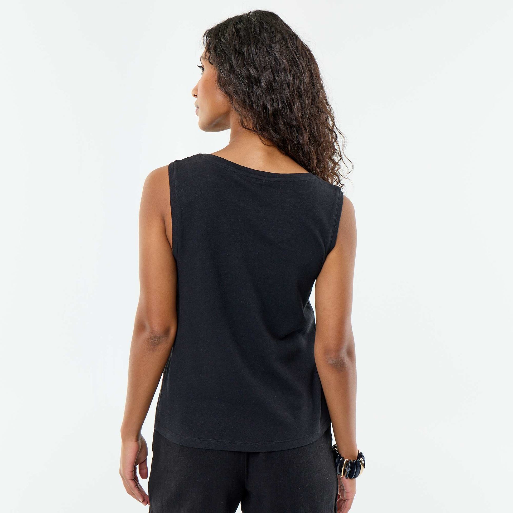 Sleeveless vest top BLACK