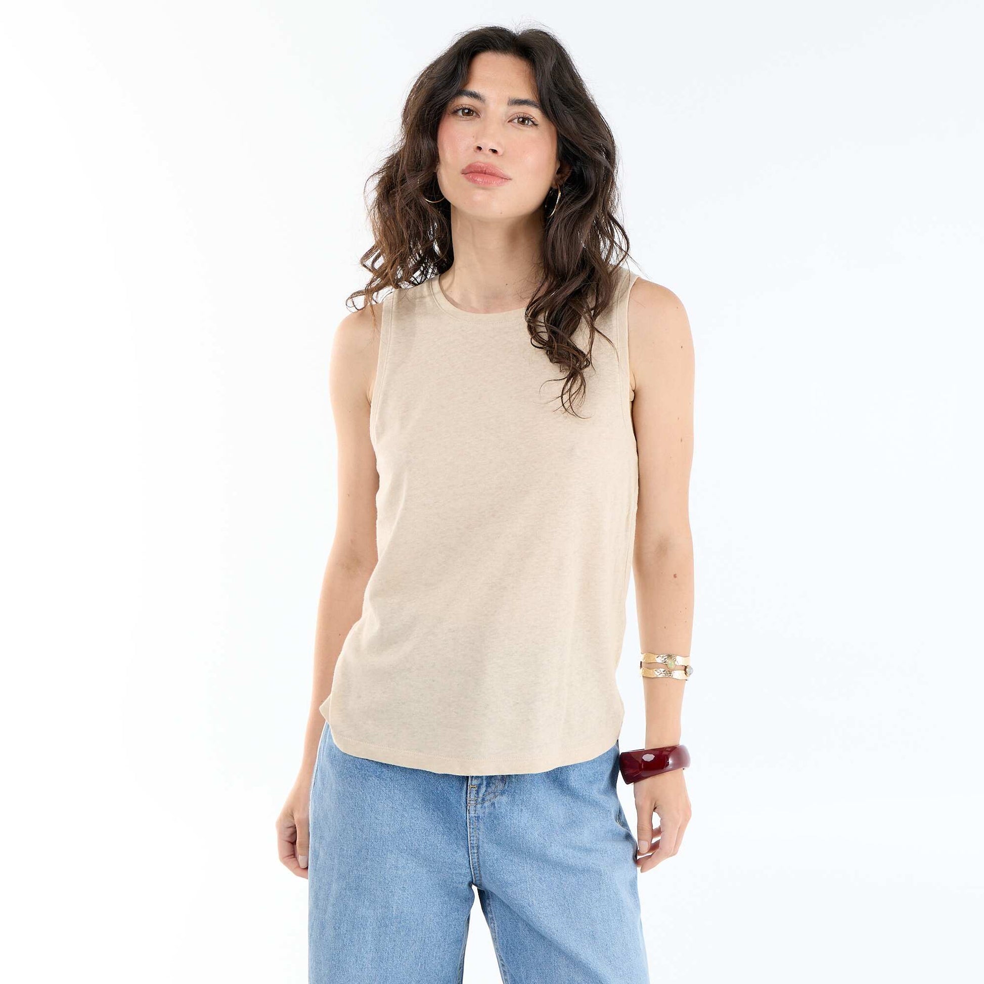 Sleeveless vest top WHITE
