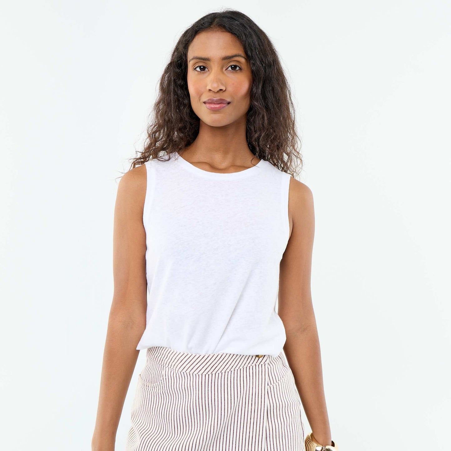 Sleeveless vest top WHITE