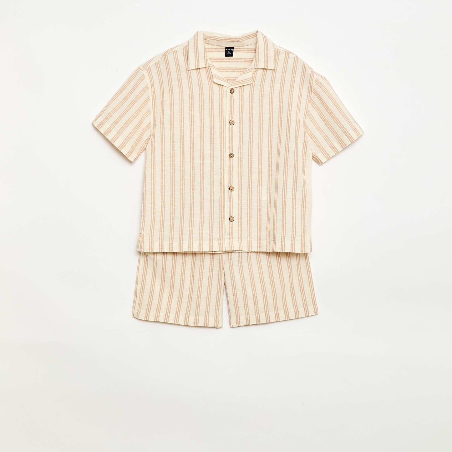 Striped shirt and shorts set BEIGE