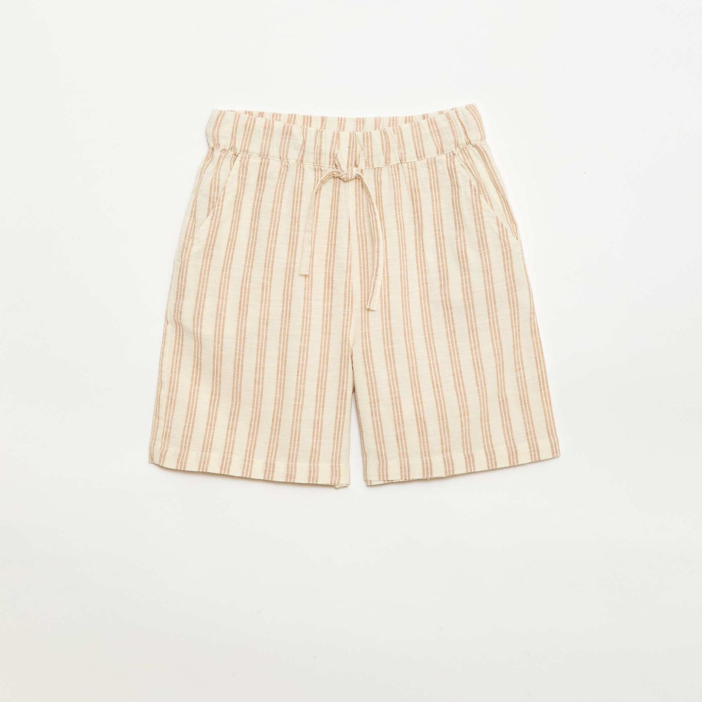 Striped shirt and shorts set BEIGE