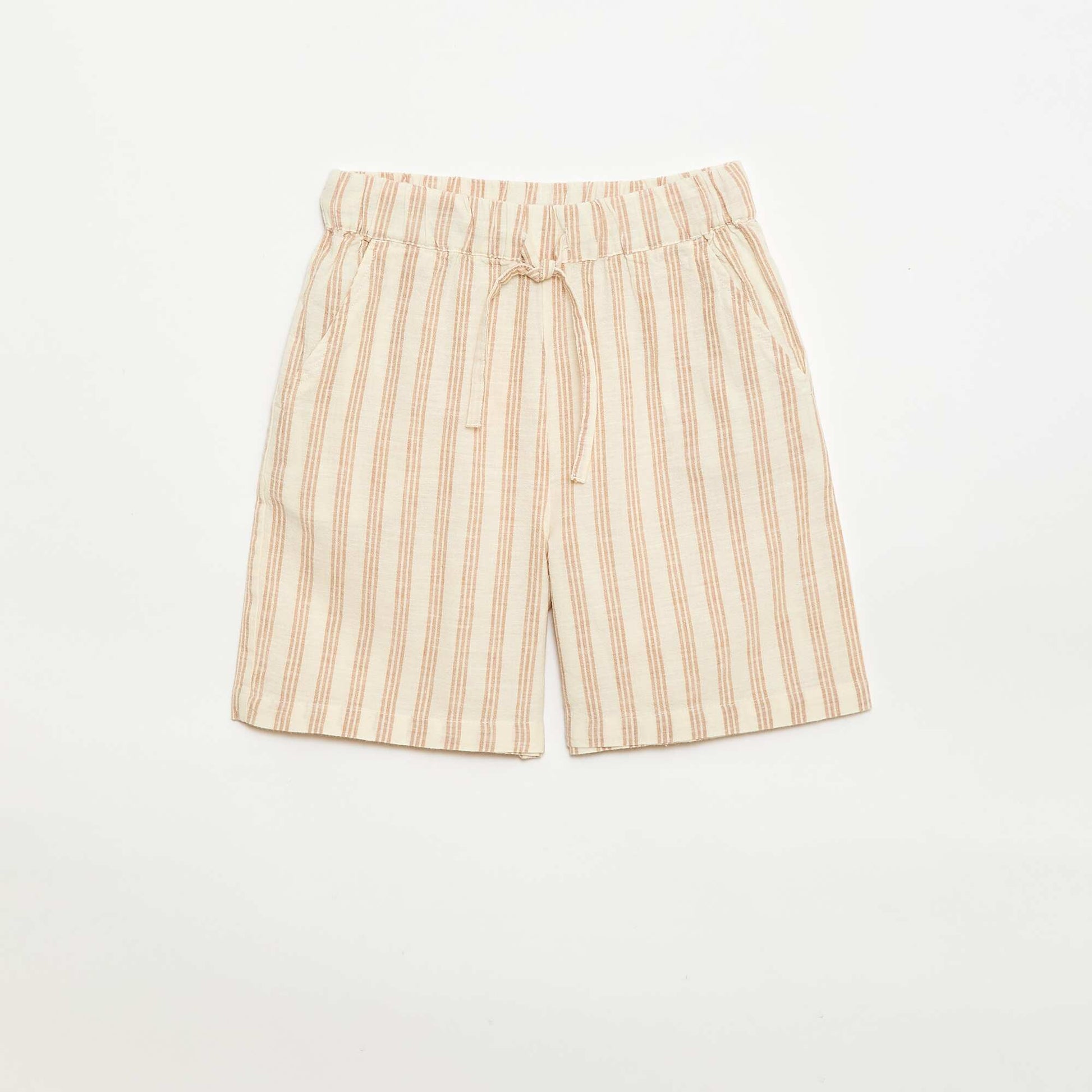 Striped shirt and shorts set BEIGE