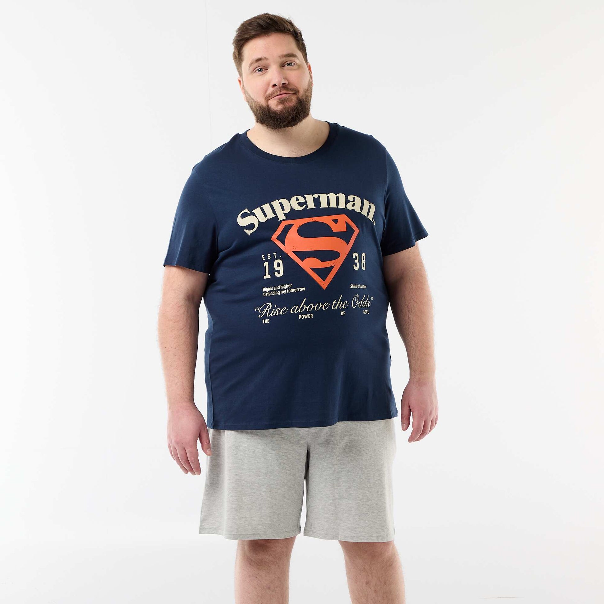 Men's \'Superman\' 2-piece pajama set - shorts and t-shirt BLUE
