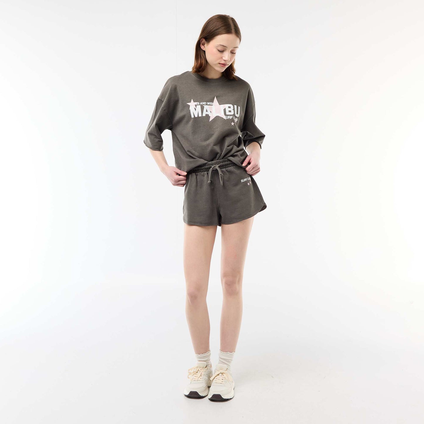 Oversized T-shirt with Slogan GREY