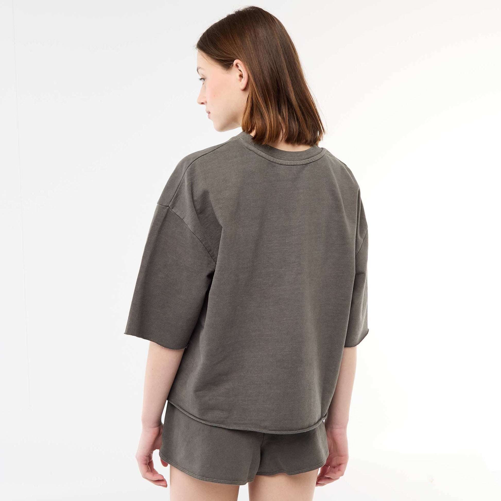 Oversized T-shirt with Slogan GREY