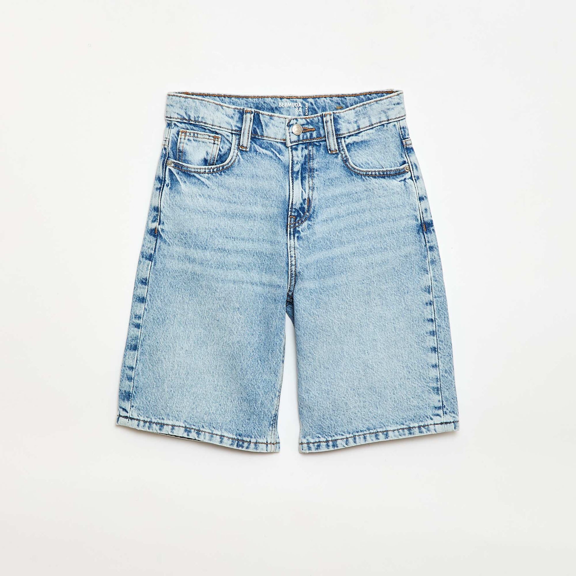 Baggy Denim Bermuda Shorts in Cotton BLUE