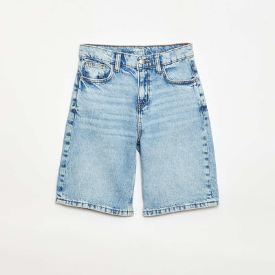 Baggy Denim Bermuda Shorts in Cotton BLUE