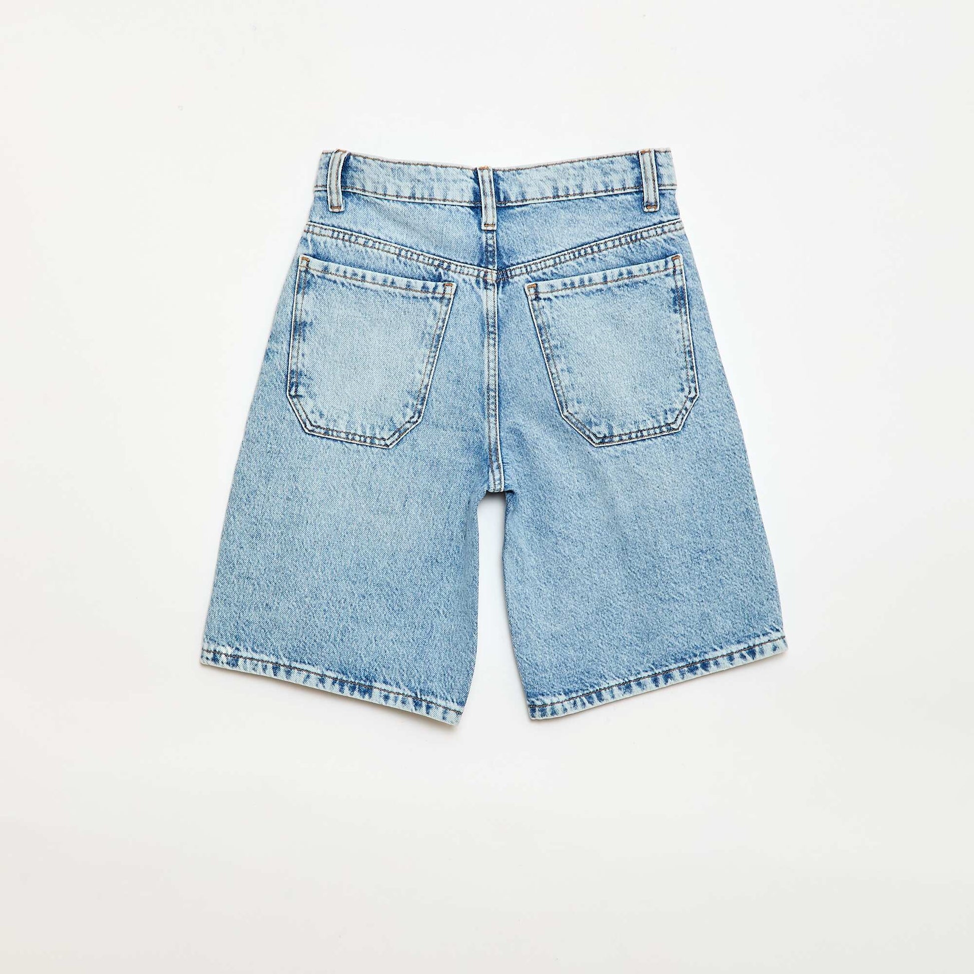 Baggy Denim Bermuda Shorts in Cotton BLUE