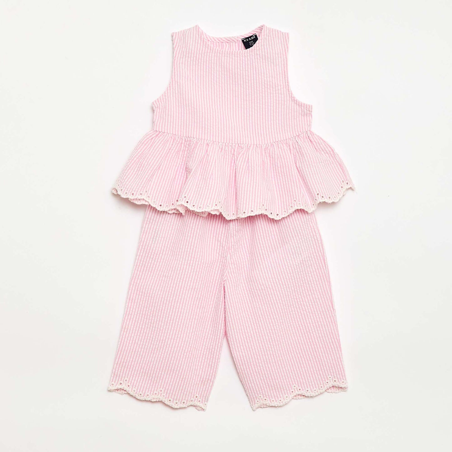 Gingham Blouse and Trousers Set - 2-piece PINK