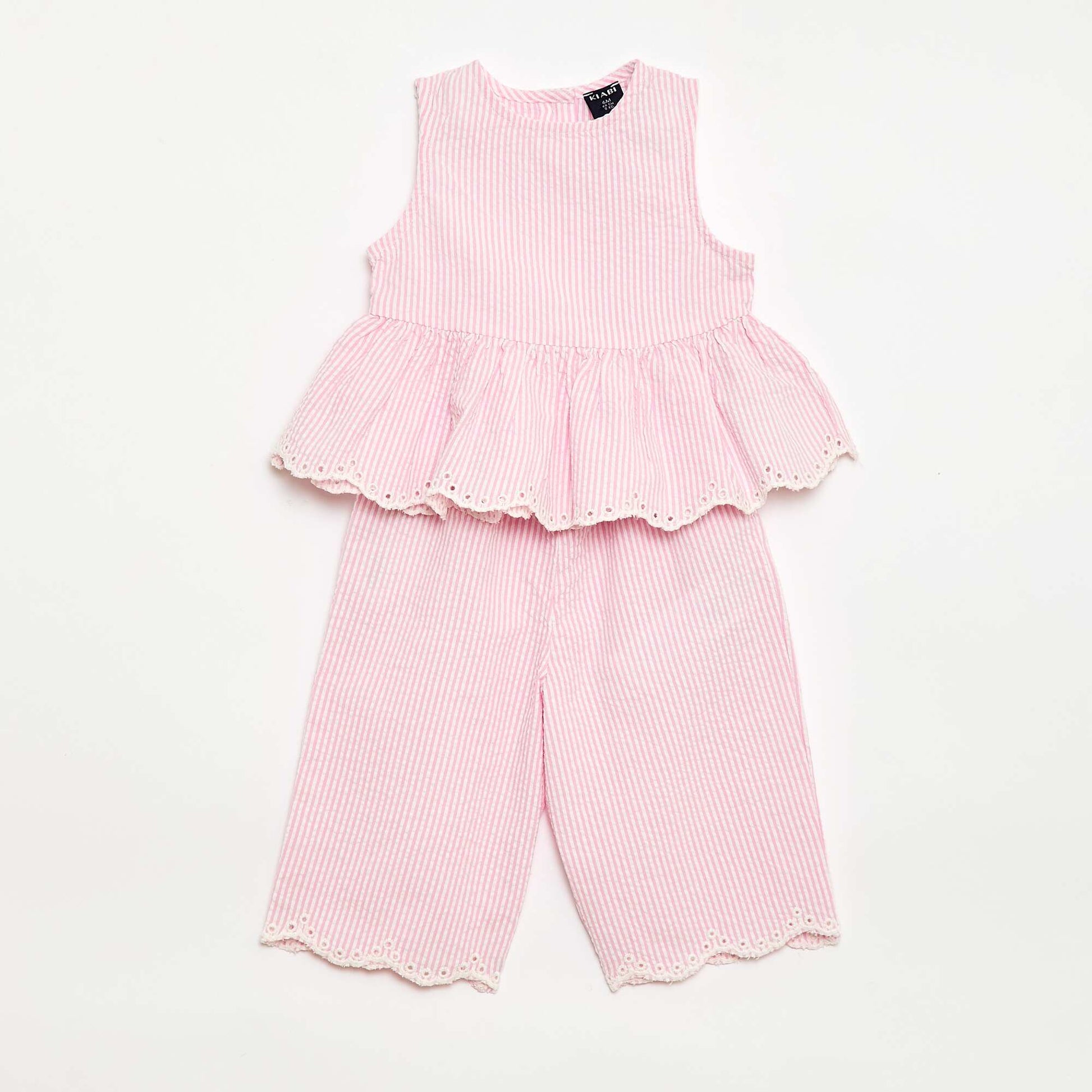 Gingham Blouse and Trousers Set - 2-piece PINK