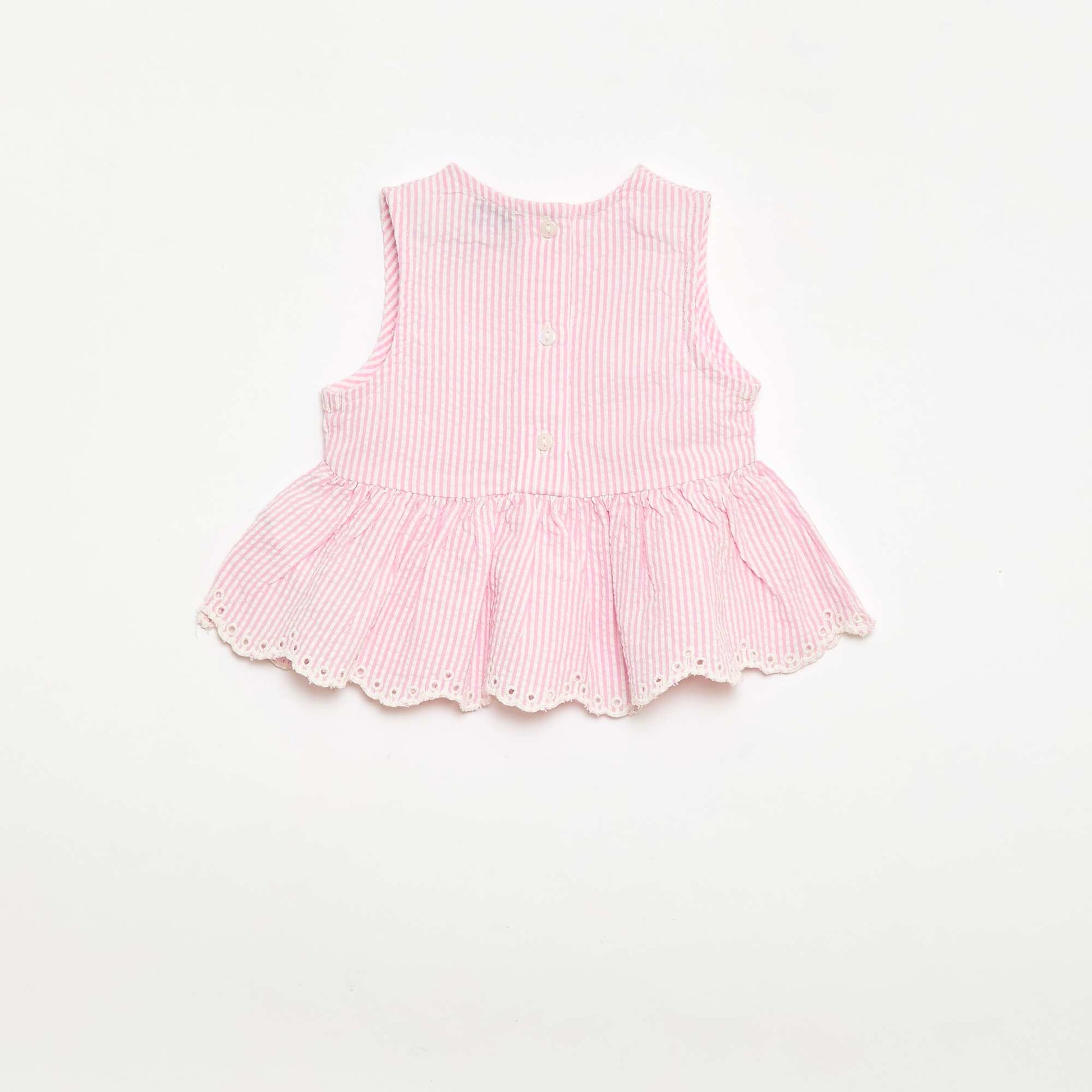 Gingham Blouse and Trousers Set - 2-piece PINK