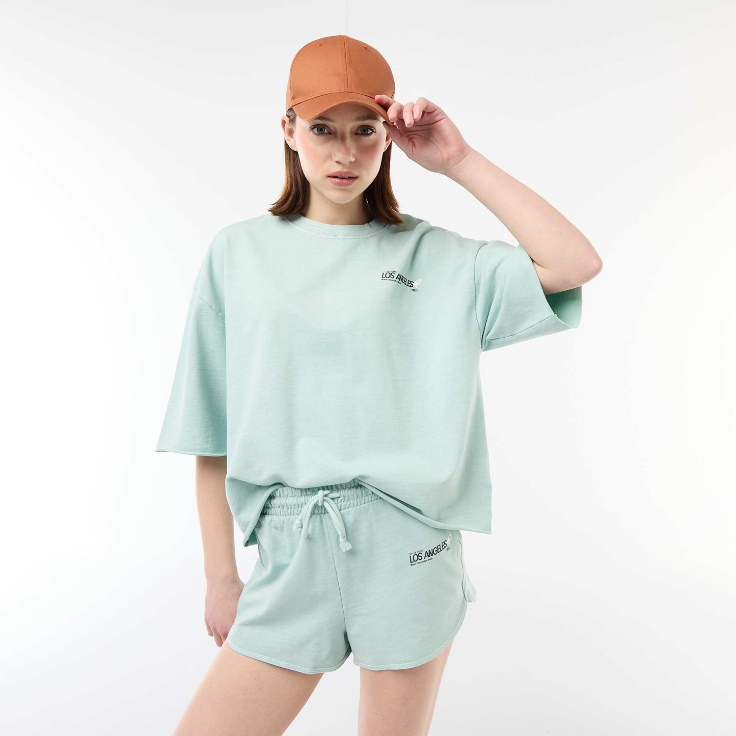 French Terry Short Shorts with Graphic BLUE