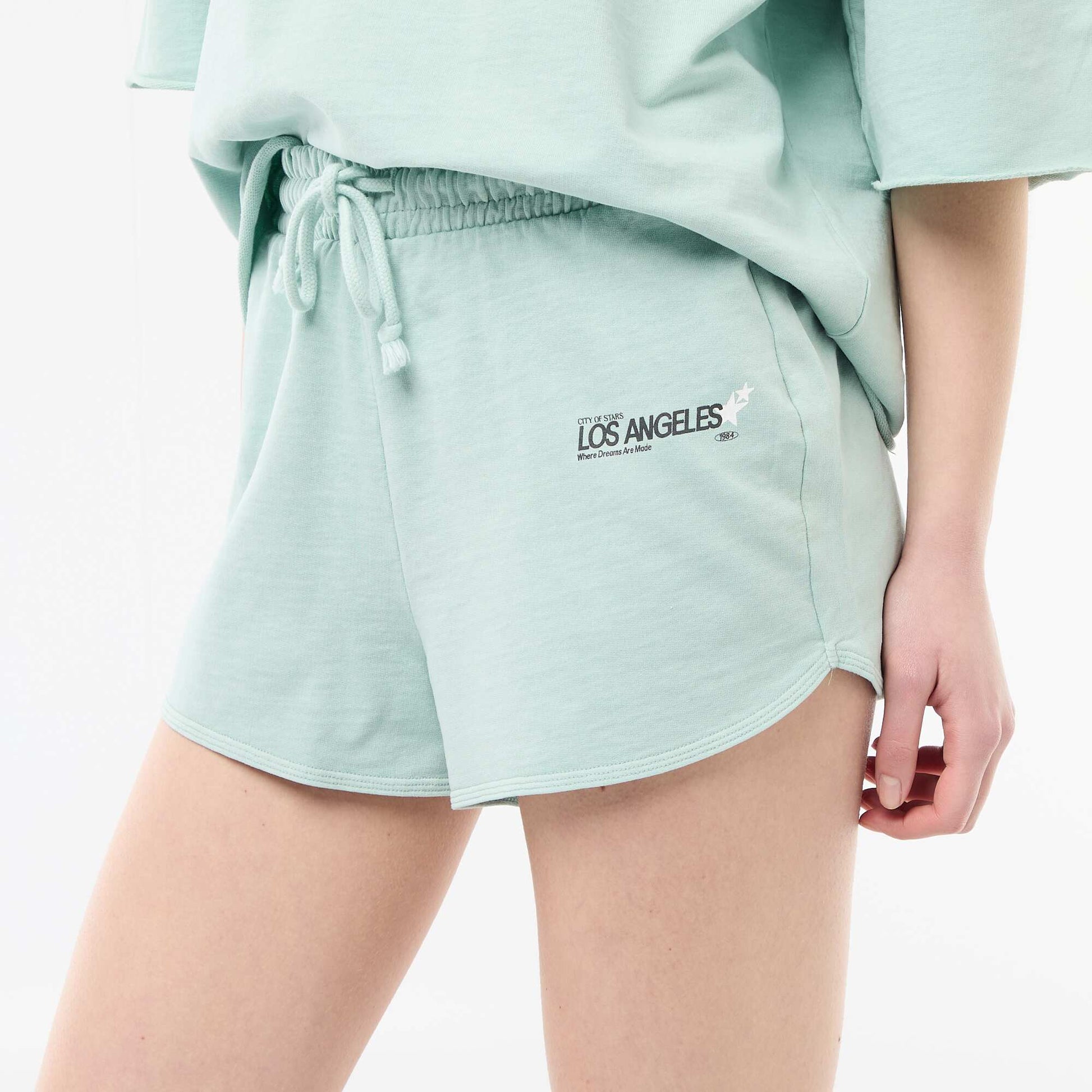 French Terry Short Shorts with Graphic BLUE