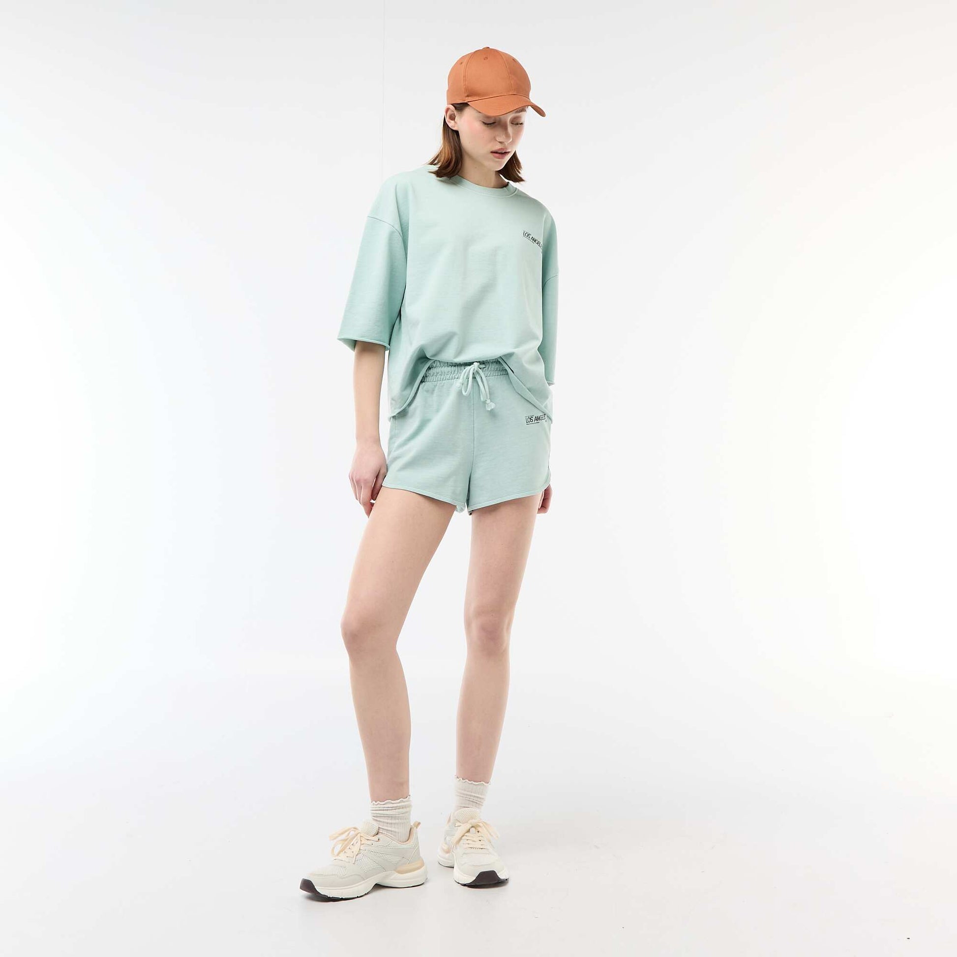 French Terry Short Shorts with Graphic BLUE