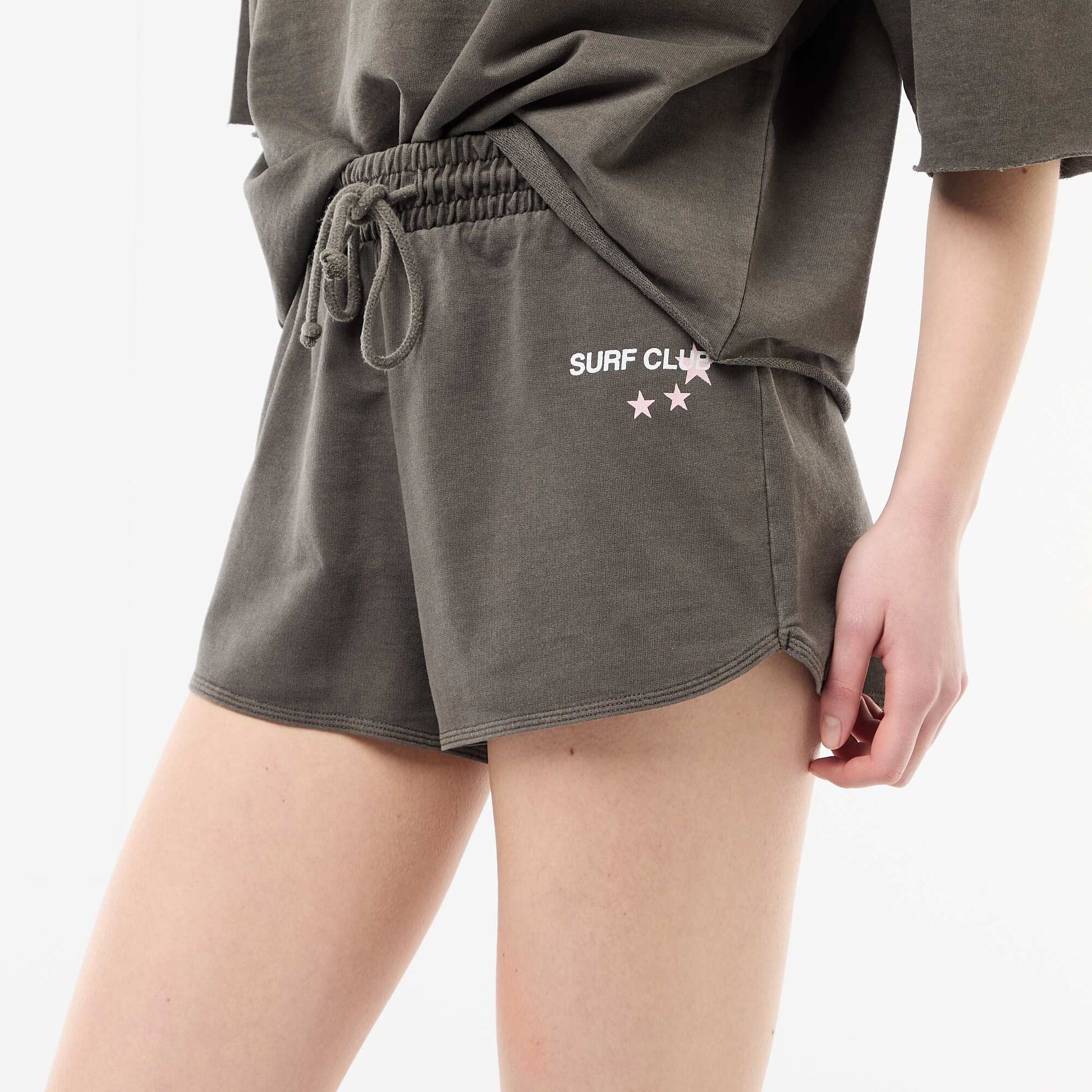 French Terry Short Shorts with Graphic GREY