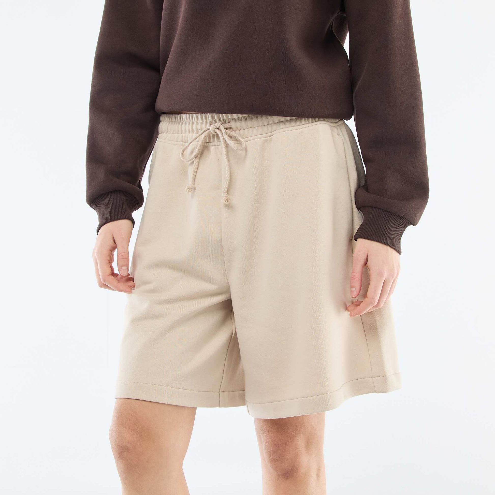 French terry long shorts BEIGE