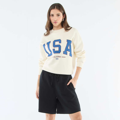 French terry long shorts BLACK