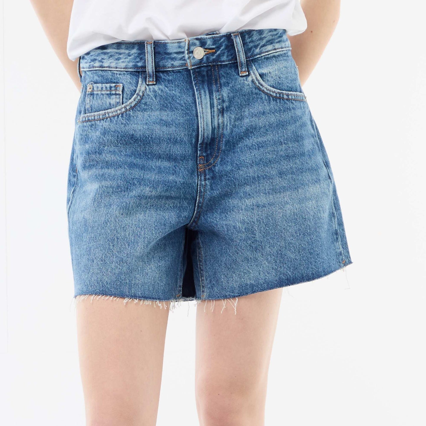 High-Waisted Denim Short Shorts BLUE