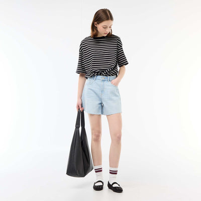 High-Waisted Denim Short Shorts BLUE