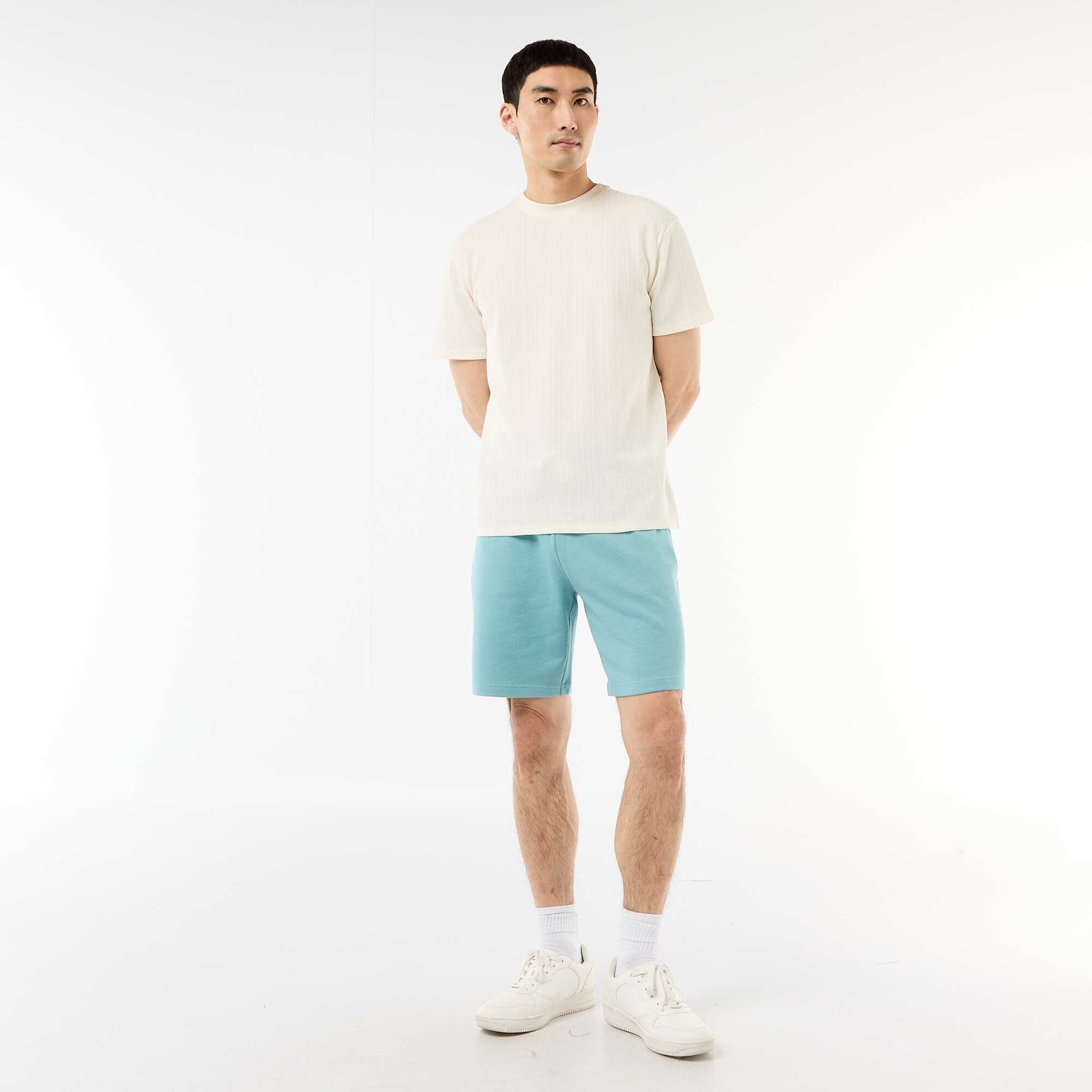 Textured Knit Short-Sleeve T-Shirt WHITE