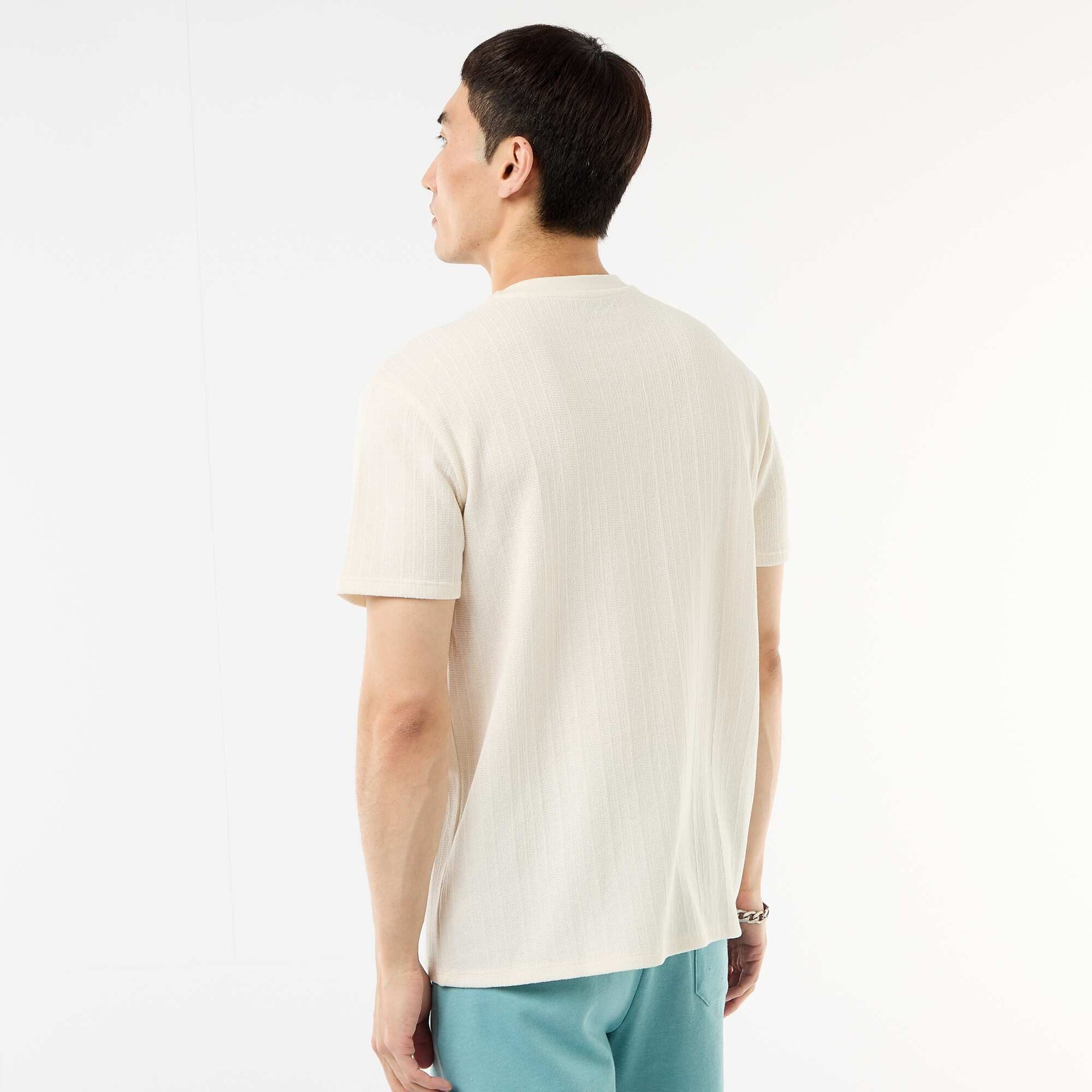 Textured Knit Short-Sleeve T-Shirt WHITE