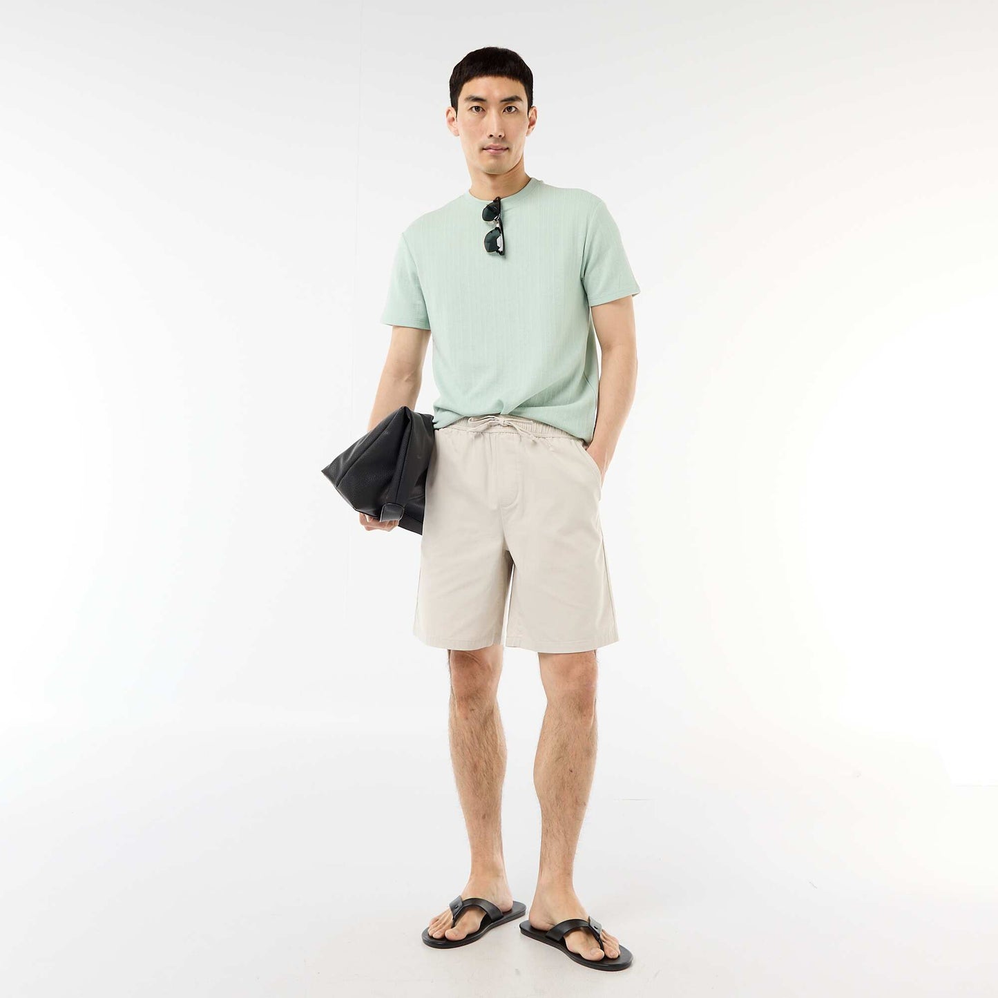 Textured Knit Short-Sleeve T-Shirt BLUE